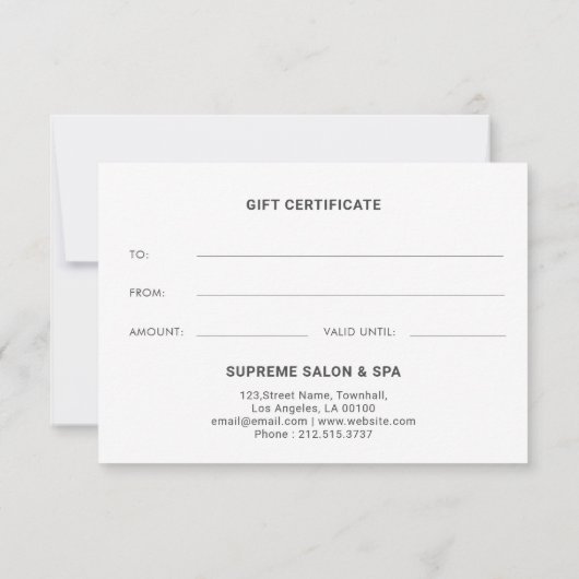 Green White Floral Business Gift Certificate (Achterkant)