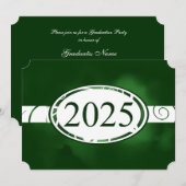 Green & White Floral Button 2025 Afstudeerfeest Kaart (Voorkant / Achterkant)