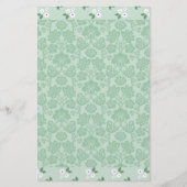 Green White Floral Damask Simple Modern Briefpapier (Voorkant)