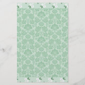 Green White Floral Damask Simple Modern Briefpapier (Achterkant)
