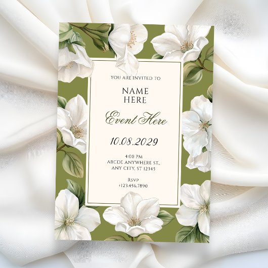 Green white Floral elegant  Kaart
