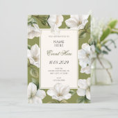 Green white Floral elegant  Kaart (Staand voorkant)
