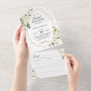 Green White Floral Geometric Vrijgezellenfeest Rec All In One Uitnodiging