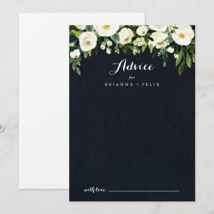 Green White Floral Royal Blue Calligraphy Wedding Advieskaart