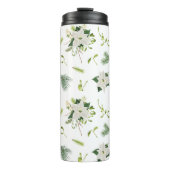 Green White Floral Soft and Stylish Thermosbeker (Voorkant)