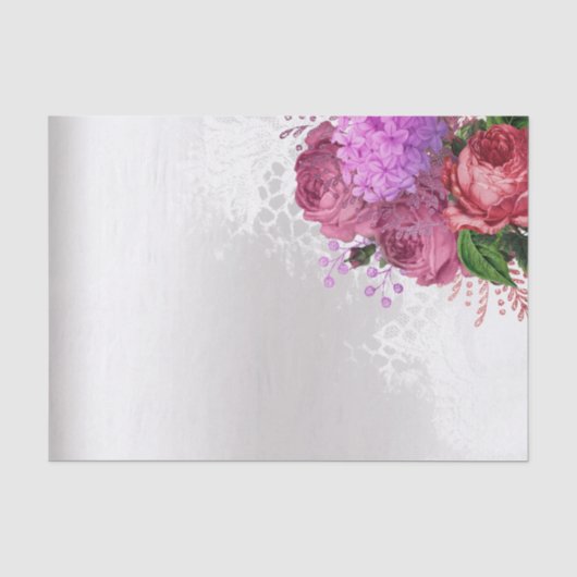 Green White Flower Pink Gray Silver Floral Tissuepapier (Voorkant)