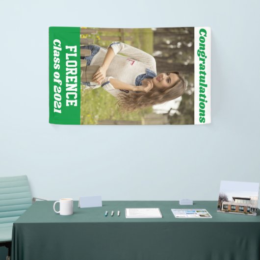 Green White Gefeliciteerd Afstuderen Spandoek (Beurs)