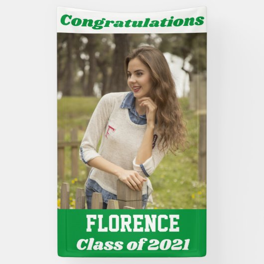 Green White Gefeliciteerd Afstuderen Spandoek (Verticaal)