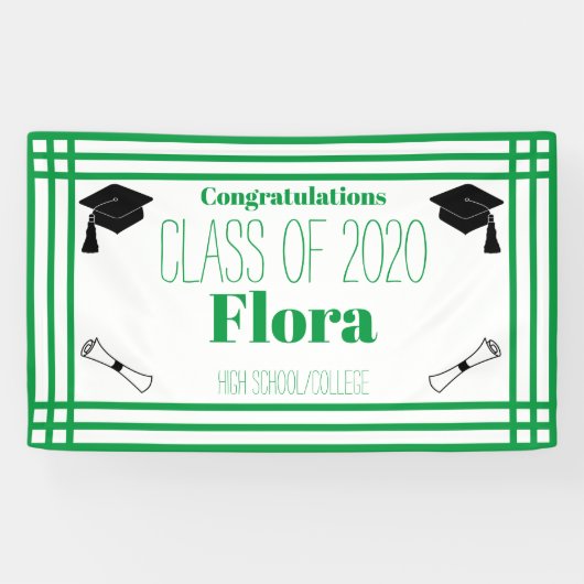 Green White Geometric Graduation Party Spandoek (Horizontaal)