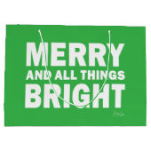 Green & White Gift Bag | Merry & All Things Bright Groot Cadeauzakje (Achterkant)