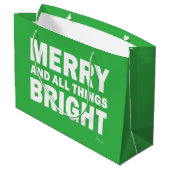 Green & White Gift Bag | Merry & All Things Bright Groot Cadeauzakje (Achterkant Gekanteld)