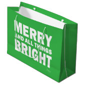 Green & White Gift Bag | Merry & All Things Bright Groot Cadeauzakje (Voorkant Gekanteld)