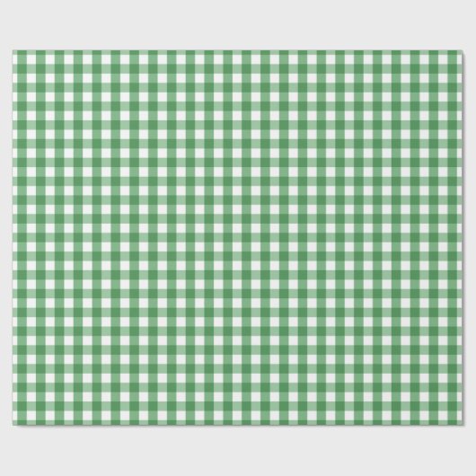 Green White Gingham Check Patroon Cadeaupapier (Vlak)