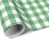 Green White Gingham Check Patroon Cadeaupapier (Rol Hoek)
