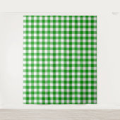 Green & White Gingham Check Tapestry Wandkleed (Voorkant)