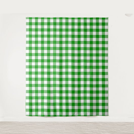 Green & White Gingham Check Tapestry Wandkleed (Voorkant)