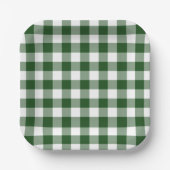 Green White Gingham Pattern Papieren Bordje (Voorkant)