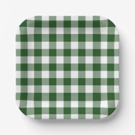 Green White Gingham Pattern Papieren Bordje