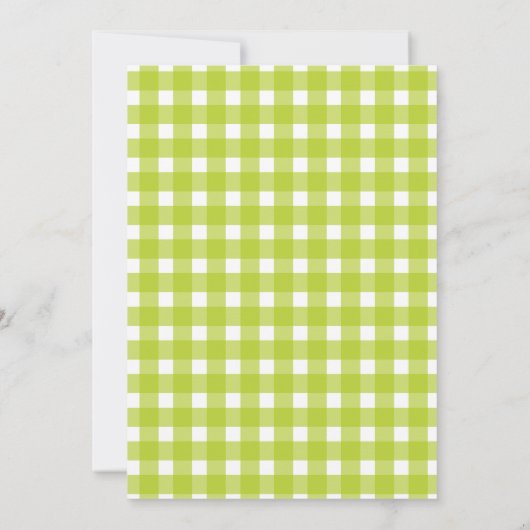 Green White Gingham Plaid controleert Country Wedd Kaart (Achterkant)
