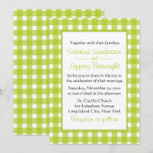 Green White Gingham Plaid controleert Country Wedd Kaart (Voorkant / Achterkant)