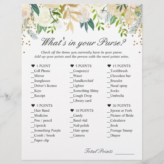 Green White Gold Floral wat er in je paardenspel z Flyer (Voorkant)