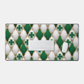 GREEN WHITE GOLD IRISH TUFTED LOOK SHAMROCKS BUREAUMAT (Keyboard & Muis)