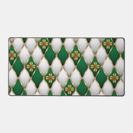 GREEN WHITE GOLD IRISH TUFTED LOOK SHAMROCKS BUREAUMAT