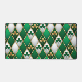 GREEN WHITE GOLD IRISH TUFTED LOOK SHAMROCKS BUREAUMAT