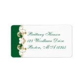 Green White Gold Scroll Return Address Label (Voorkant)