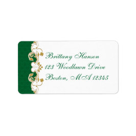 Green White Gold Scroll Return Address Label
