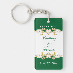 Green White Gold Scroll, Shamrocks Favor Sleutelha Sleutelhanger