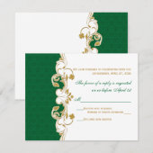 Green White Gold Scroll, Shamrocks RSVP-kaart RSVP Kaartje (Voorkant / Achterkant)