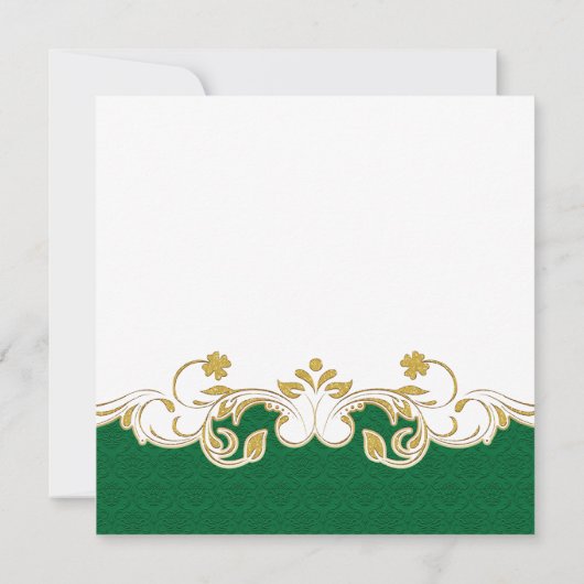 Green White Gold Scroll, Shamrocks Vrijgezellenfee Kaart (Achterkant)