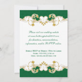 Green White Gold Scroll, Shamrocks Wedding Invite Kaart (Achterkant)