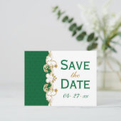 Green White Gold Scrolls Save the Date Briefkaart (Staand voorkant)