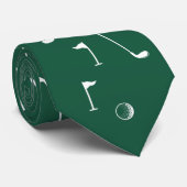Green White Golf Pattern Ball Flag Club Golfer Stropdas (Opgerold)