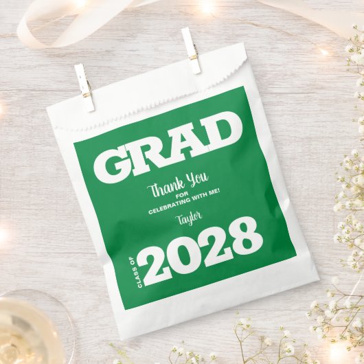 Green White Graduation Party Favor Bag Bedankzakje (Geknipt)