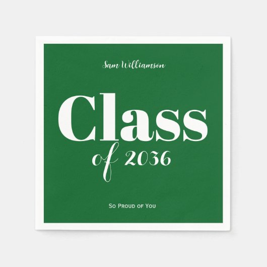 Green White Graduation Party Napkins Customizable Servet (Voorkant)