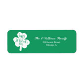 Green & White Happy St. Patrick's Day Shamrock Etiket (Voorkant)