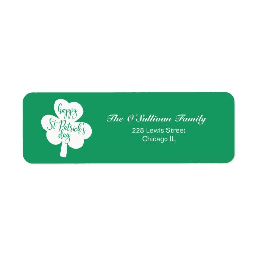 Green & White Happy St. Patrick's Day Shamrock Etiket (Voorkant)