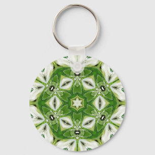 Green White Hexagon Kaleidoscope Sleutelhanger