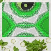 Green White Hexagon Swirl YinYang Kitchen Cloth Theedoek (Gevouwen)