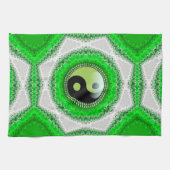 Green White Hexagon Swirl YinYang Kitchen Cloth Theedoek (Horizontaal)