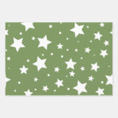 GREEN WHITE HOLIDAY SNOWFLAKS STARS STRIPES INPAKPAPIER VEL (Voorkant 2)