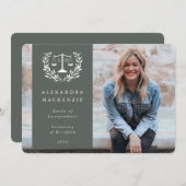 Green + White JD Law Scales Laurel WreatPhoto Aankondiging (Voorkant / Achterkant)