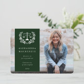 Green + White JD Law Scales Laurel WreatPhoto Aankondiging (Staand voorkant)