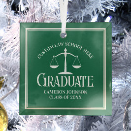 Green White Law School Afstuderen Kerst Glas Ornament