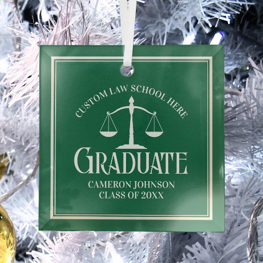 Green White Law School Afstuderen Kerst Glas Ornament