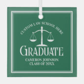 Green White Law School Afstuderen Kerst Glas Ornament (Voorkant)