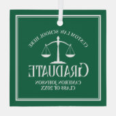 Green White Law School Afstuderen Kerst Glas Ornament (Achterkant)